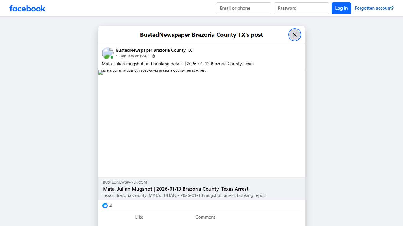 Mata, Julian mugshot... - BustedNewspaper Brazoria County TX Facebook