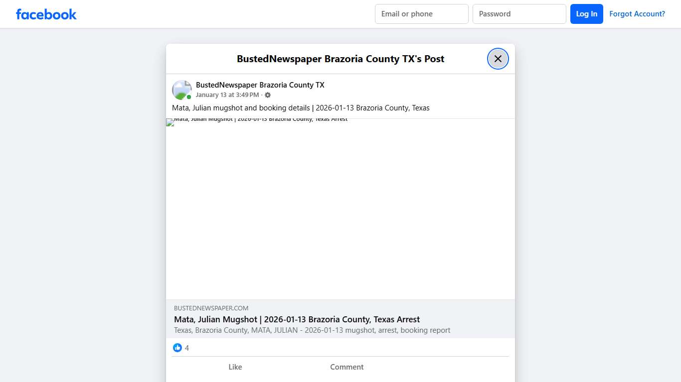 Mata, Julian mugshot... - BustedNewspaper Brazoria County TX Facebook