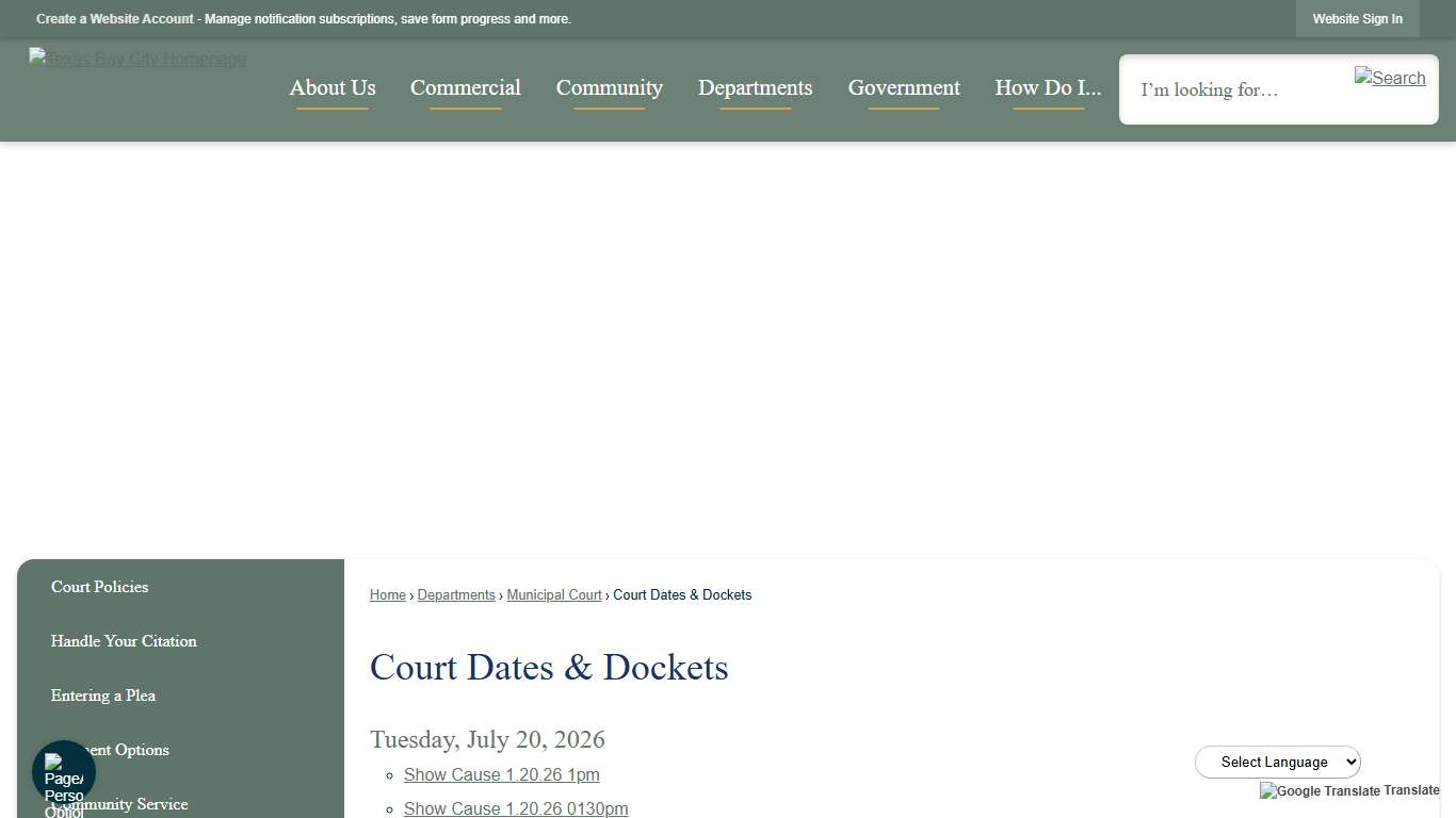 Court Dates & Dockets Bay City, TX
