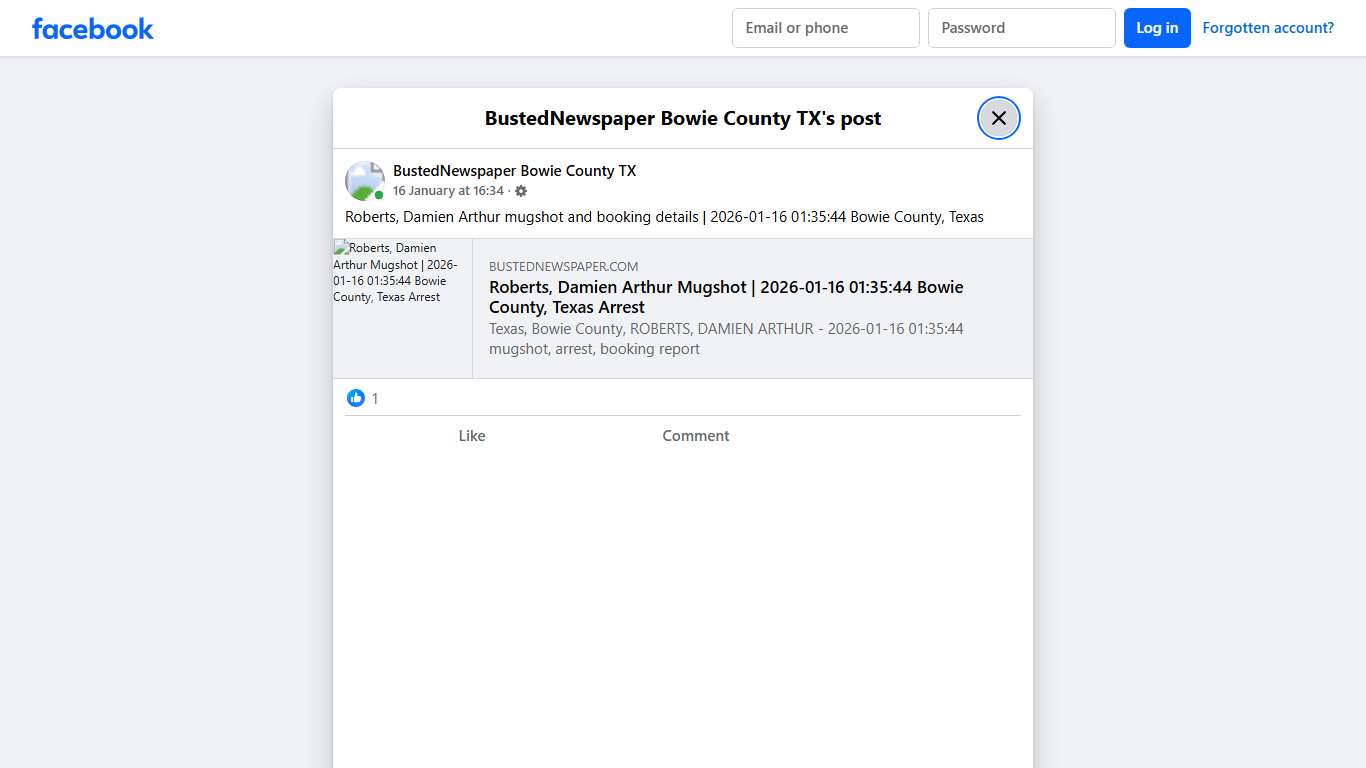 Roberts, Damien Arthur... - BustedNewspaper Bowie County TX Facebook